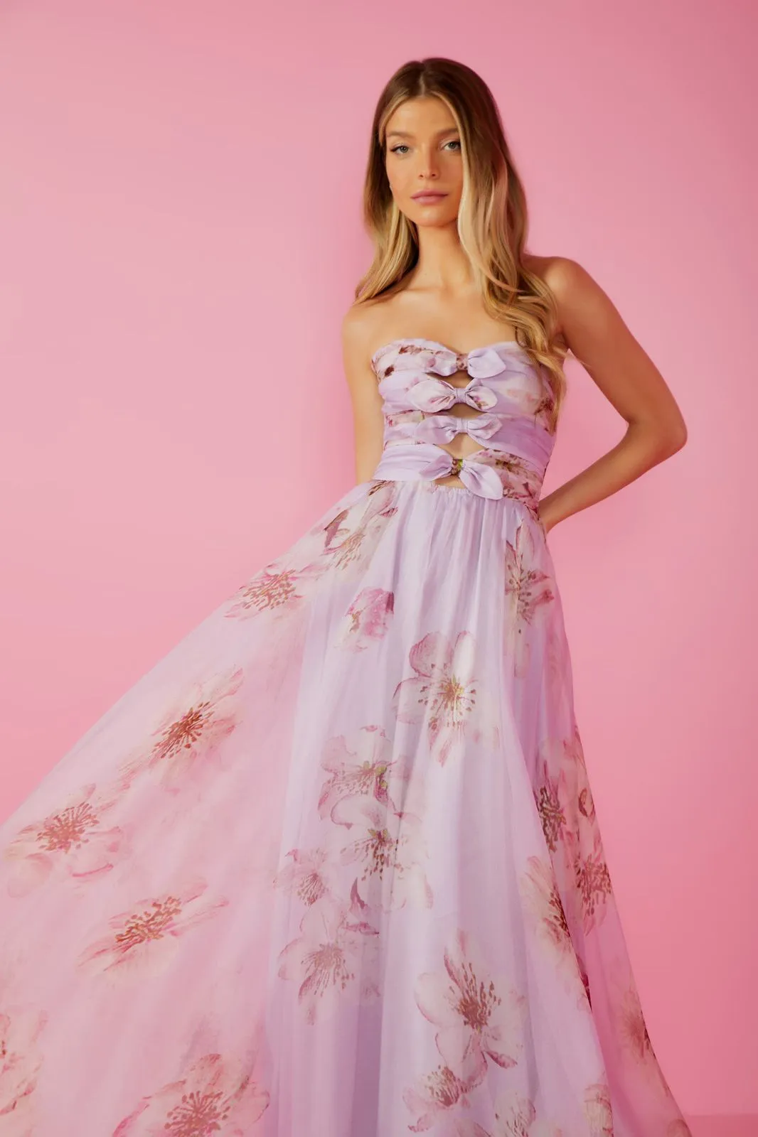 VESTIDO LONGO LUNA ESTAMPA FLOR LAVANDA - Imagem 3