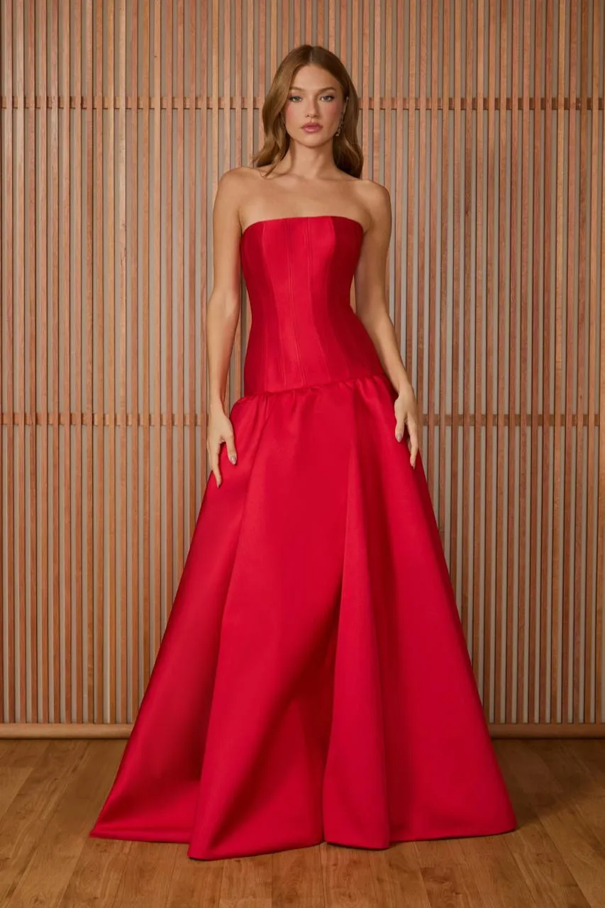 Vestido - VESTIDO LONGO PATRICIA TOMARA QUE CAIA ROUGE