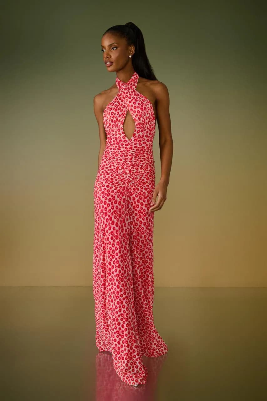 Vestido - VESTIDO LONGO DAISY DECOTE CRUZADO ESTAMPA BLOOMING