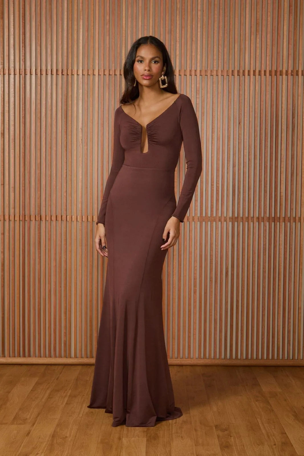 Vestido - VESTIDO LONGO AMELIE OMBRO A OMBRO COFFEE