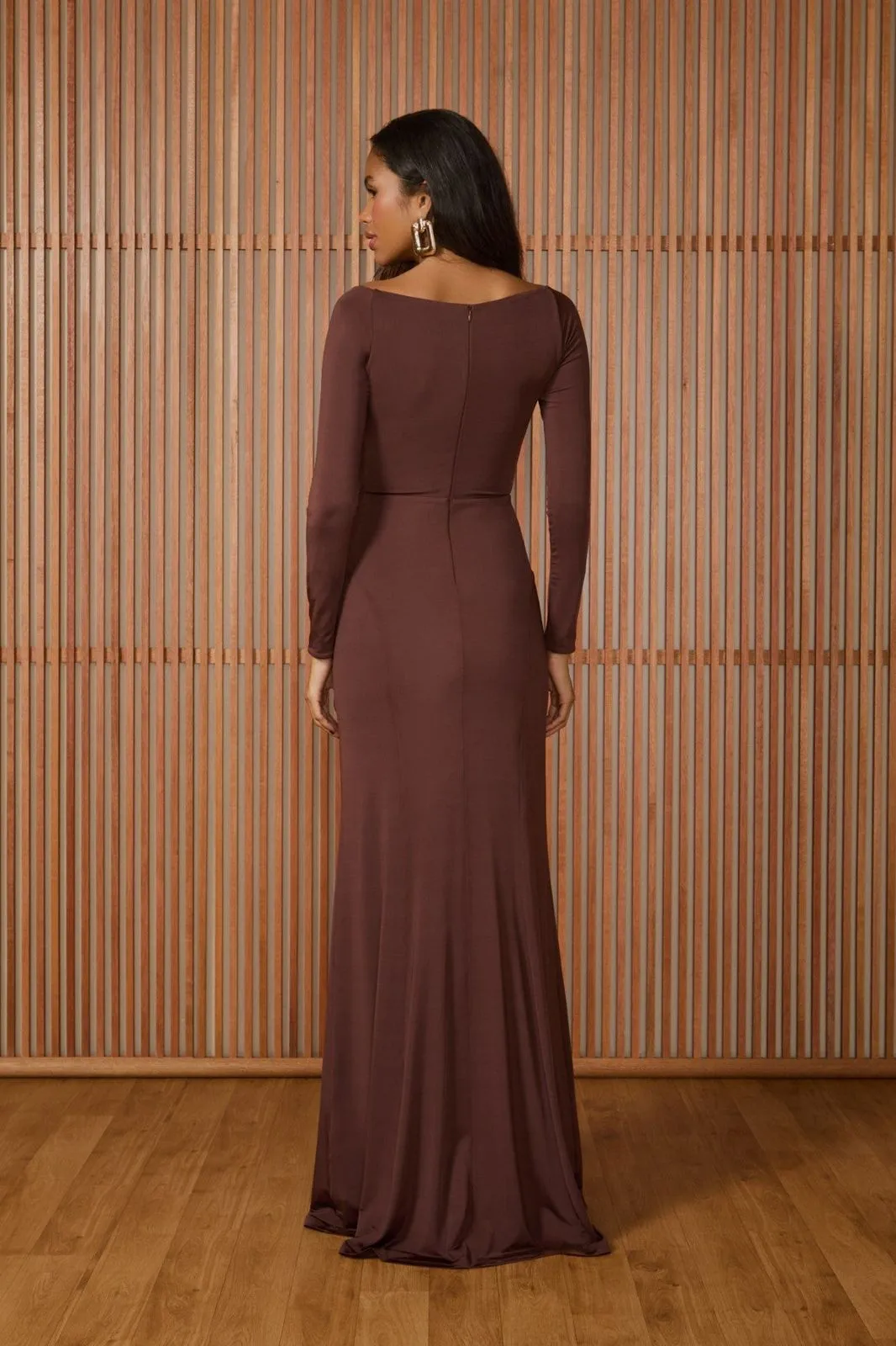 VESTIDO LONGO AMELIE OMBRO A OMBRO COFFEE - Imagem 2