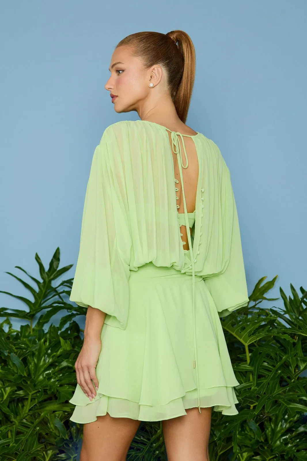 VESTIDO CURTO LAILA BLUSADO ACELGA - Imagem 2