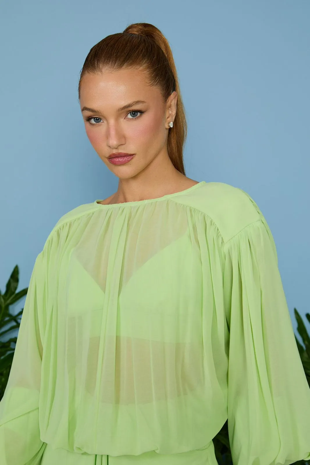 VESTIDO CURTO LAILA BLUSADO ACELGA - Imagem 3